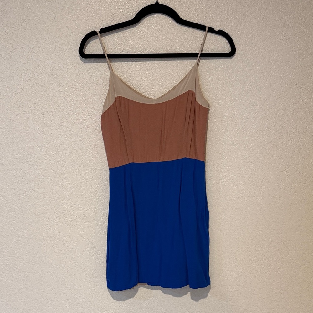 Peppermint Tan and Blue Mini Dress